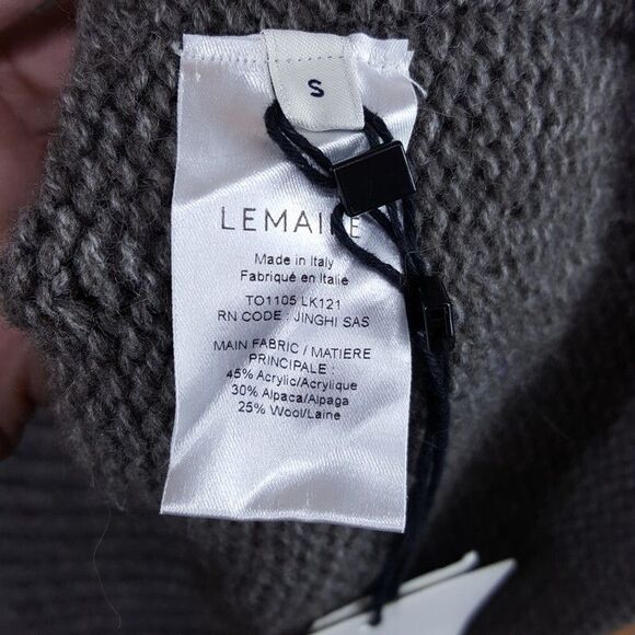 LEMAIRE Sweater Mens Small Gray Pullover Boxy Chunky Knit Wool Alpaca $895 - Picture 5 of 9